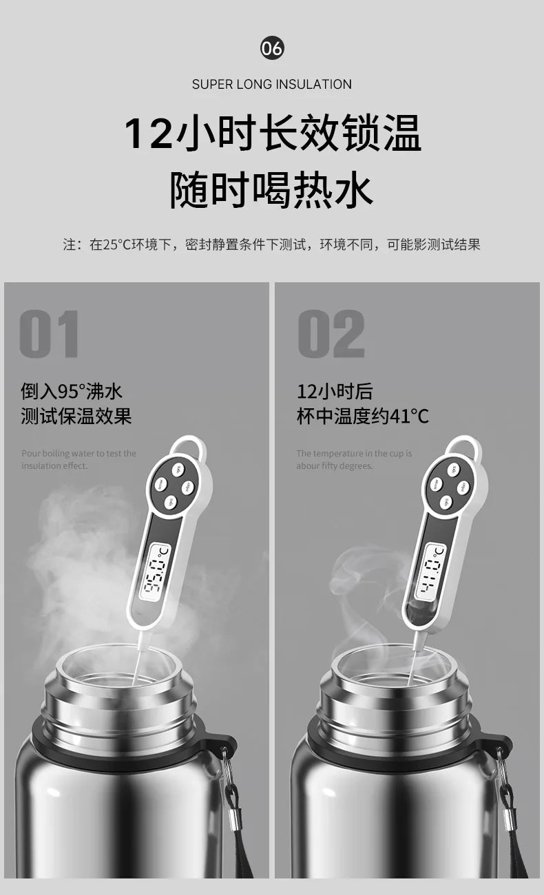 Smart Stainless Steel Thermos Water Bottle Temperature